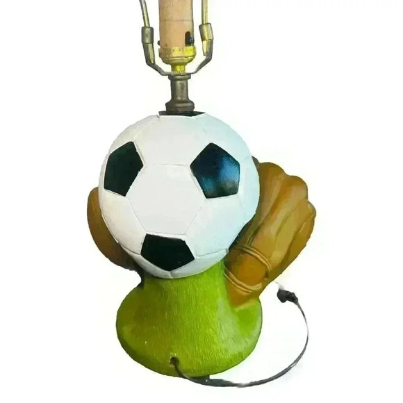 RARE Soccer Football Baseball Glove Desktop/Dresser Sports Lamp**WORKS**VINTAGE - Picture 4 of 6
